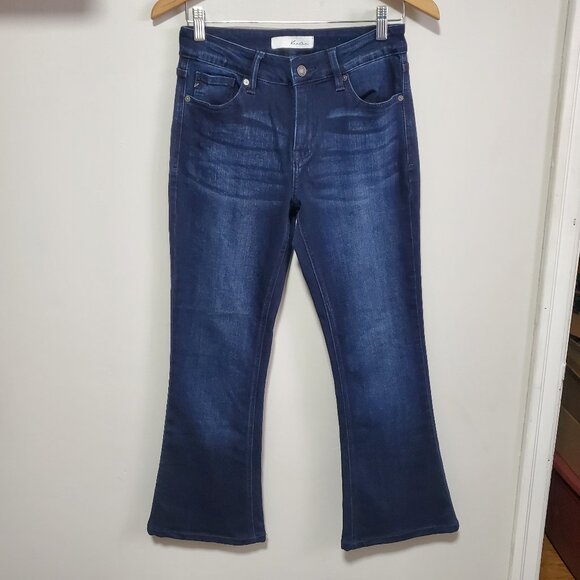 KANCAN Trisha Mid-Rise Classic Flare Jeans Super Stretch Dk Blue Women's 27 x 28 - Picture 2 of 15